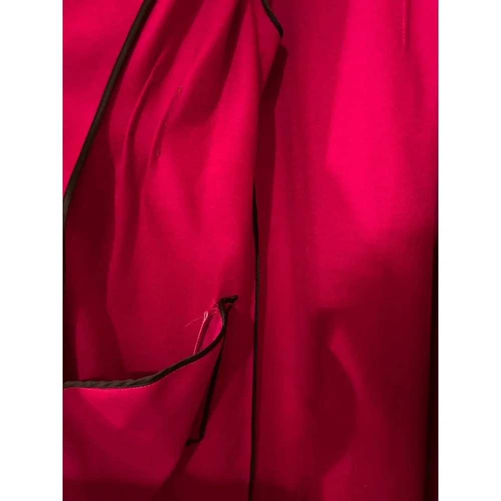 DIANE von FURSTENBERG DVF Wool Blend USA Magenta‎ Collarless Coat 3/4 Sleeves 12